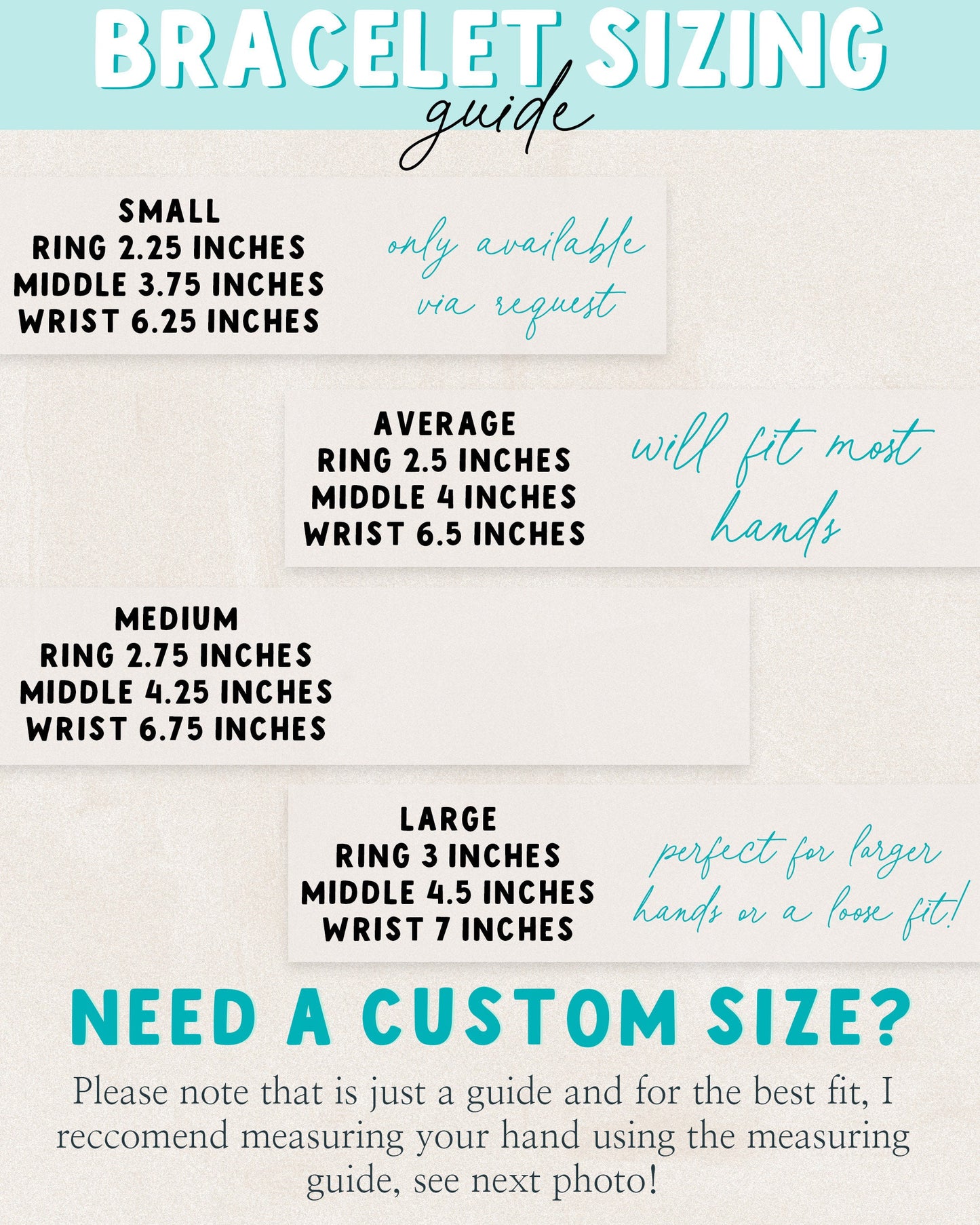 a poster with instructions on how to use a braclet sizing guide Explorer's emerald hand chain Gold filled going away gift for travelers