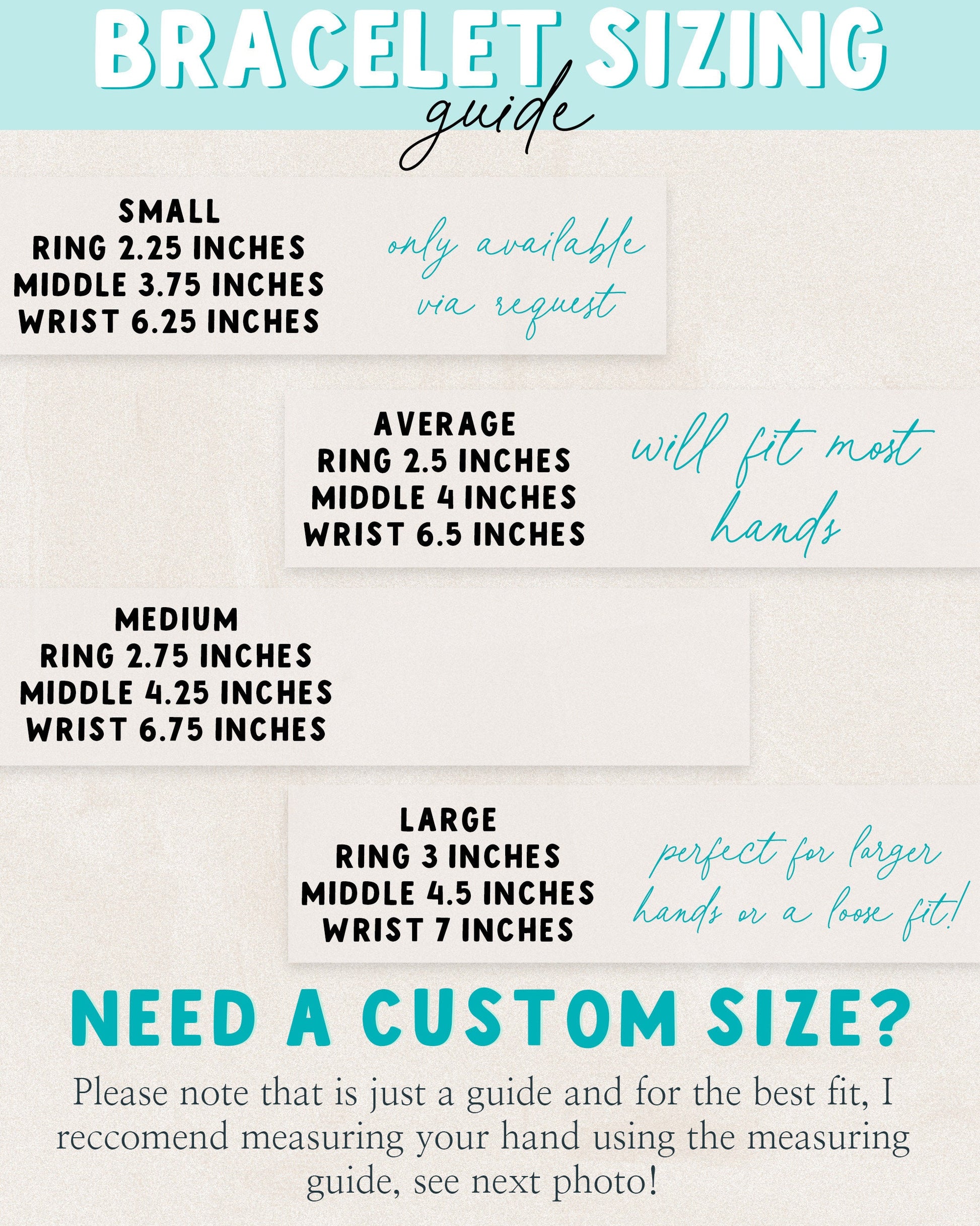 a poster with instructions on how to use a braclet sizing guide Explorer's emerald hand chain Gold filled going away gift for travelers