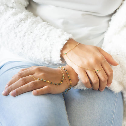 Jodie Emerald & Pyrite Slave Bracelet Gold