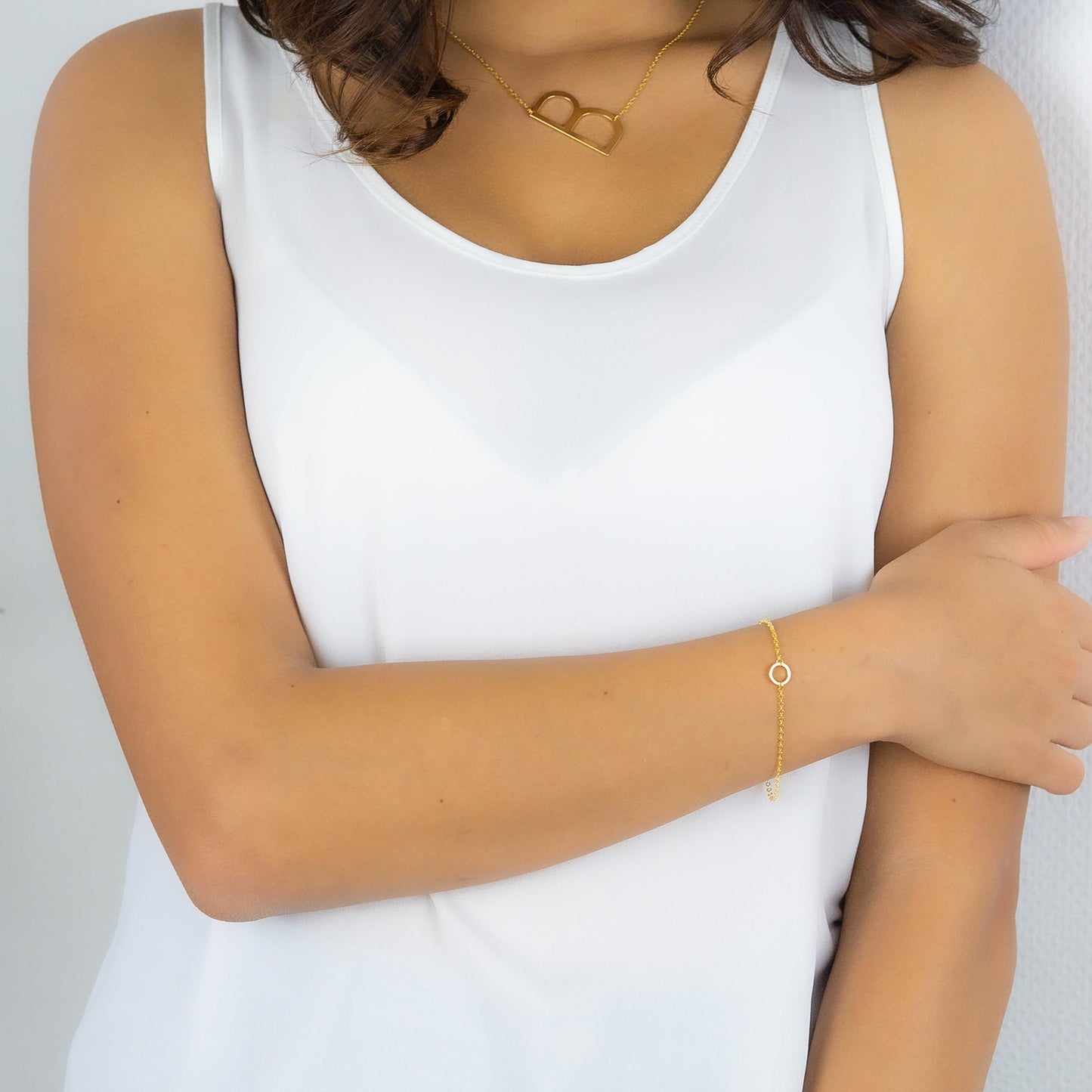 Junie Initial Necklace Gold