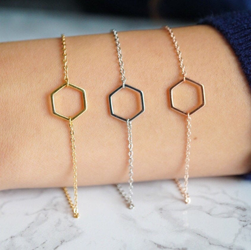 Paisley Hexagon Bracelet Rose Gold