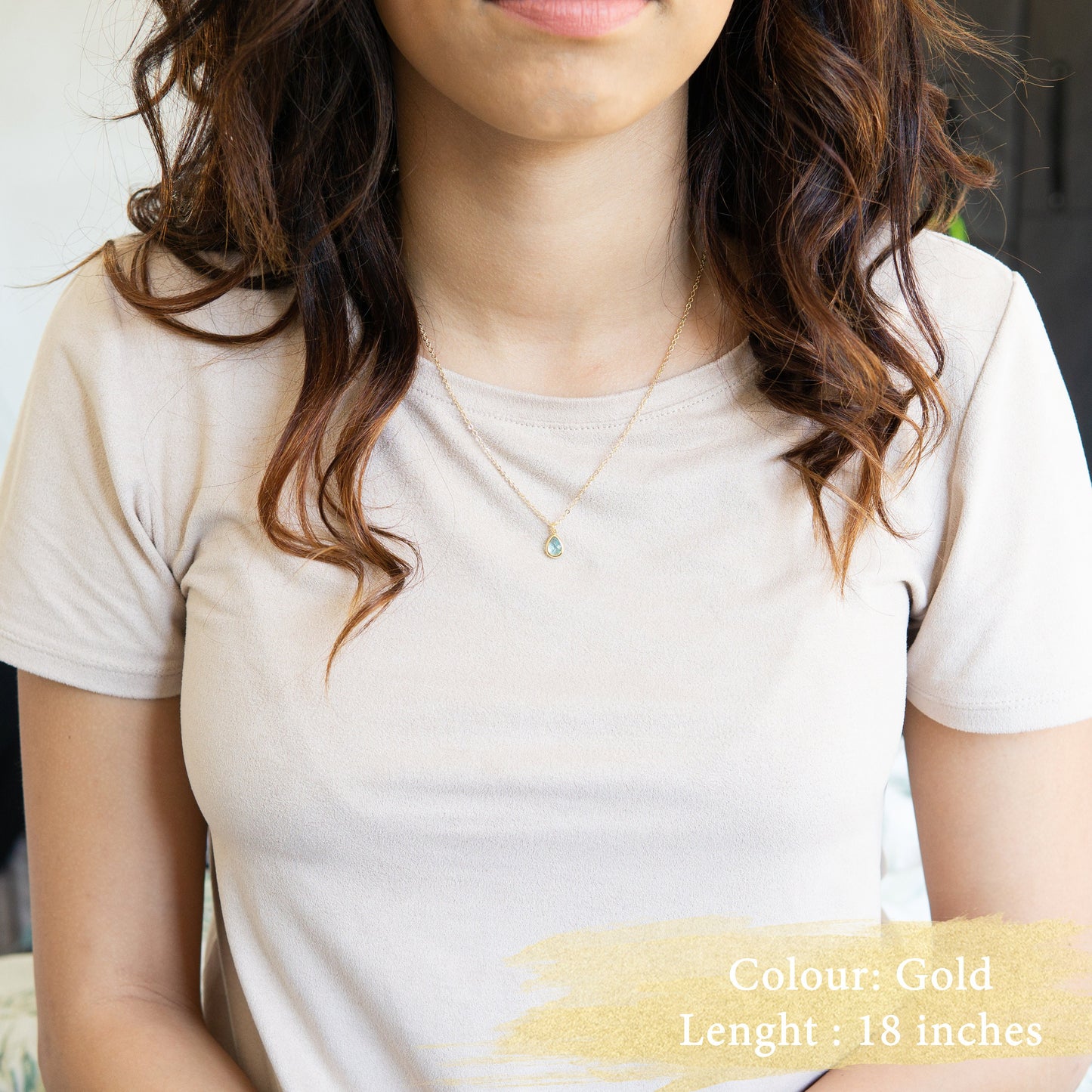 Gemma Aquamarine Necklace Gold