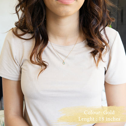 Gemma Aquamarine Necklace Gold
