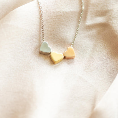 Aria 3 Heart Necklace Tricolour