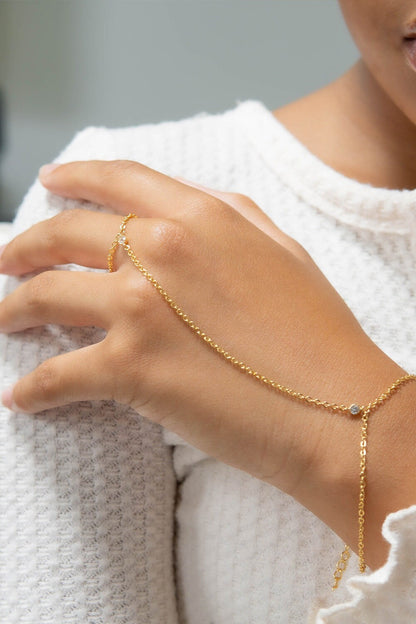 Elle 2 CZ Hand Chain in Gold