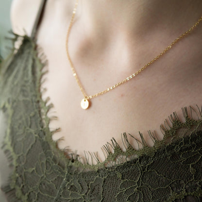 Olive 1 Disc Necklace Rose Gold