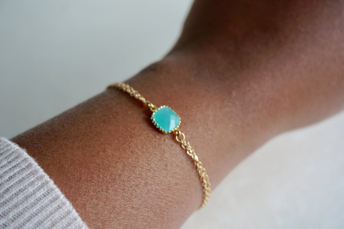 Ximena Mint Green Bracelet Gold