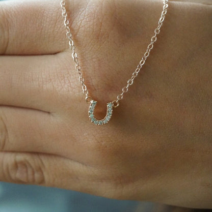 Harper Horseshoe CZ Necklace Rose Gold