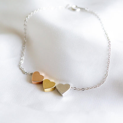 Aria 3 Heart Necklace Gold