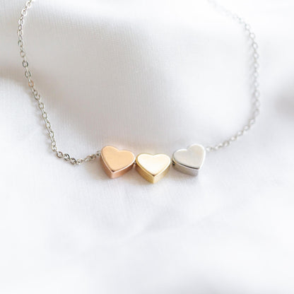 Aria 3 Heart Necklace Tricolour