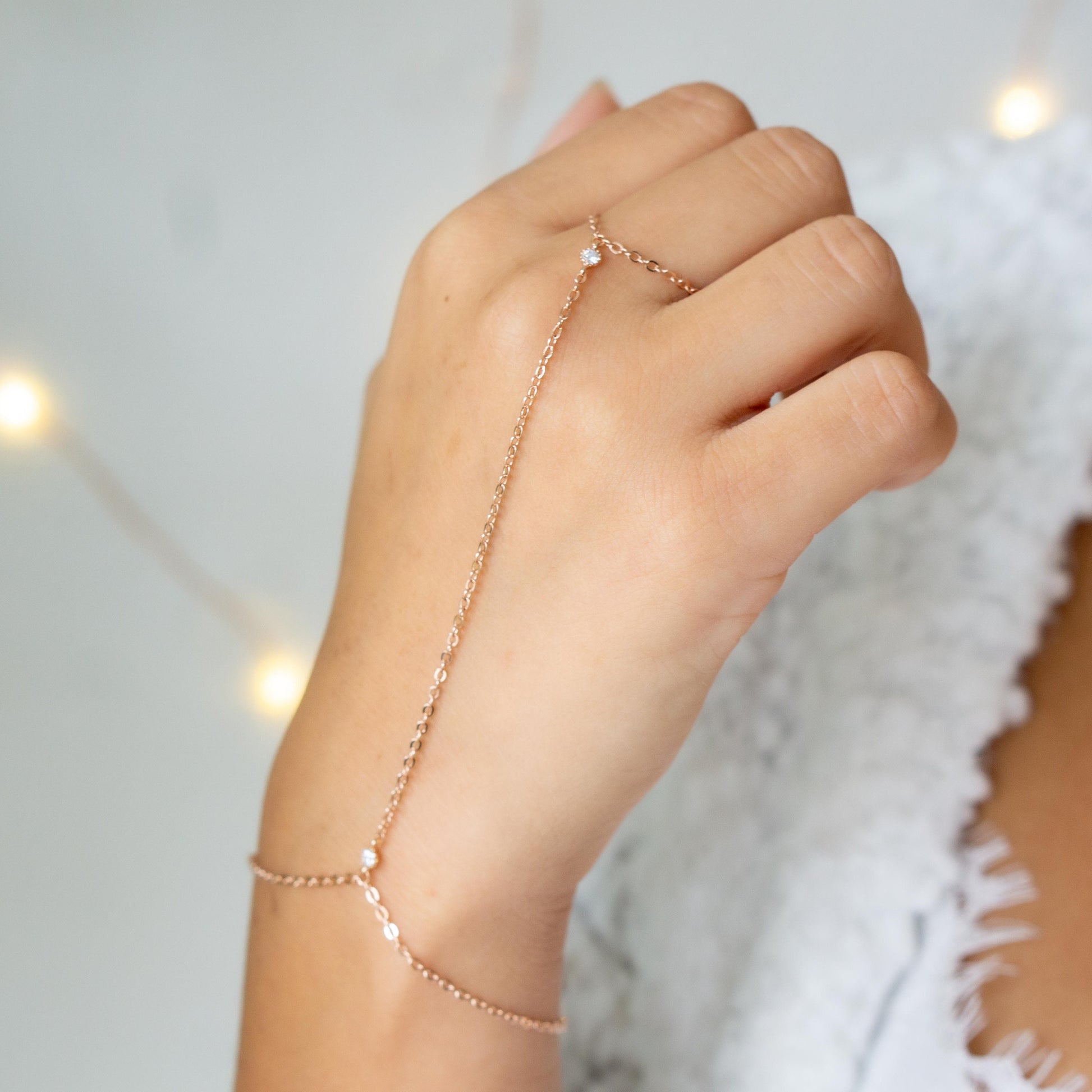 Rose Gold Filled hand chain CZ bracelet
Bachelorette weekend jewelry