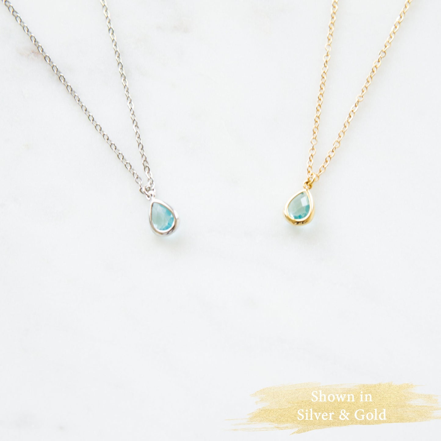 Gemma Aquamarine Necklace Gold