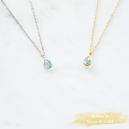 Gemma Aquamarine Necklace Gold