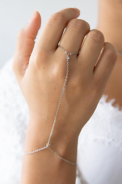 Taryn Sterling Silver Finger Bracelet Silver CZ