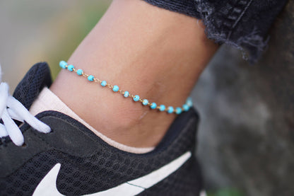 Reese Turquoise Anklet Gold