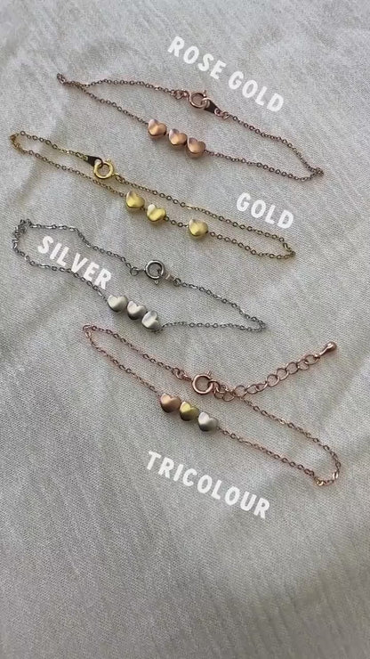 Kinsley 3 Heart Bracelet Rose Gold